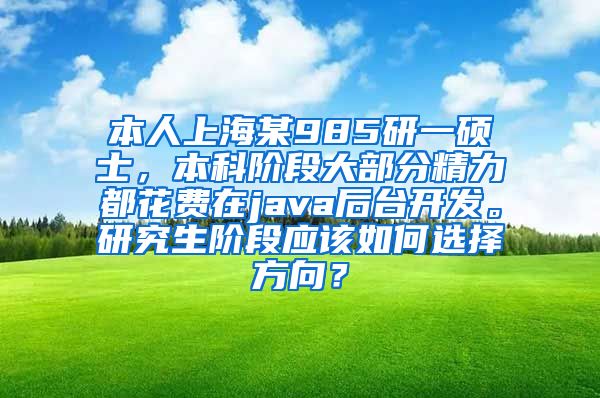 本人上海某985研一硕士，本科阶段大部分精力都花费在java后台开发。研究生阶段应该如何选择方向？