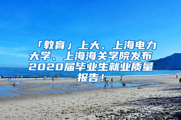 「教育」上大、上海电力大学、上海海关学院发布2020届毕业生就业质量报告！