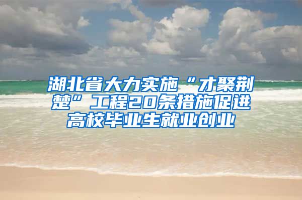 湖北省大力实施“才聚荆楚”工程20条措施促进高校毕业生就业创业