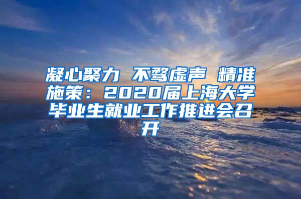凝心聚力 不骛虚声 精准施策：2020届上海大学毕业生就业工作推进会召开