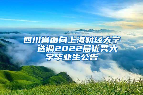 四川省面向上海财经大学  选调2022届优秀大学毕业生公告