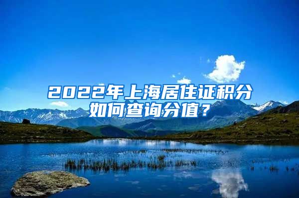 2022年上海居住证积分如何查询分值？