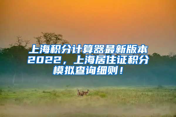 上海积分计算器最新版本2022，上海居住证积分模拟查询细则！