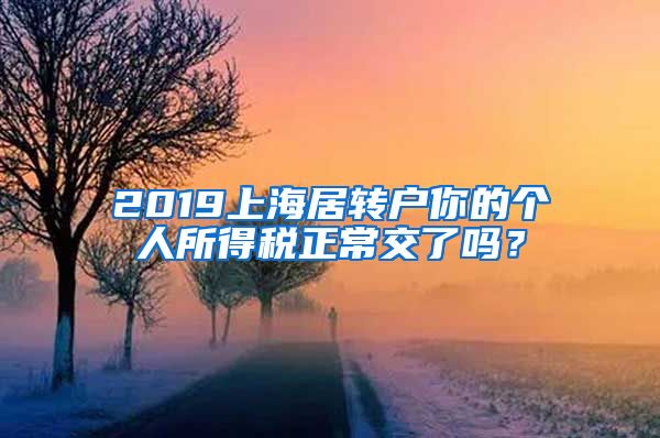 2019上海居转户你的个人所得税正常交了吗？