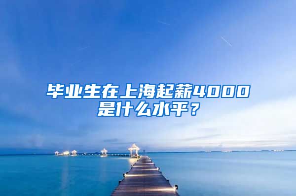 毕业生在上海起薪4000是什么水平？