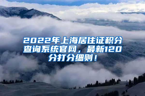 2022年上海居住证积分查询系统官网，最新120分打分细则！