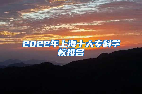 2022年上海十大专科学校排名