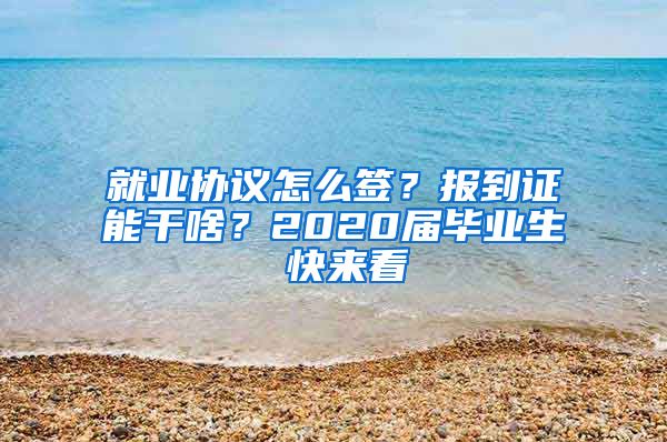 就业协议怎么签？报到证能干啥？2020届毕业生 快来看