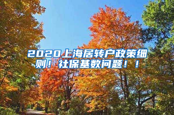 2020上海居转户政策细则！社保基数问题！！