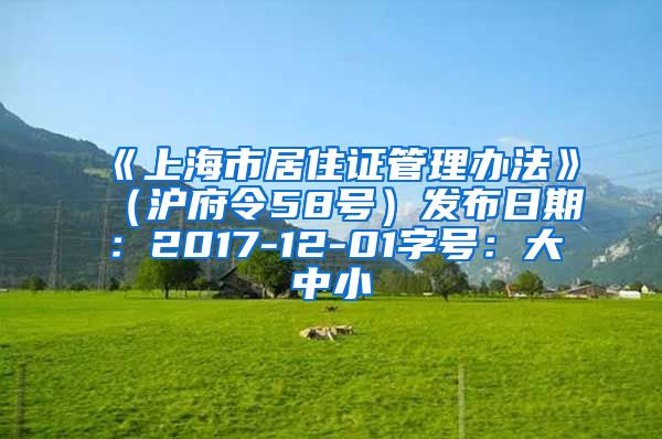 《上海市居住证管理办法》（沪府令58号）发布日期：2017-12-01字号：大中小