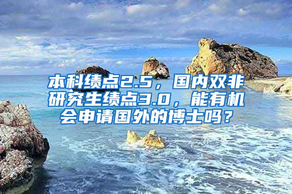 本科绩点2.5，国内双非研究生绩点3.0，能有机会申请国外的博士吗？