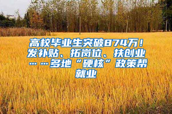 高校毕业生突破874万！发补贴、拓岗位、扶创业……多地“硬核”政策帮就业