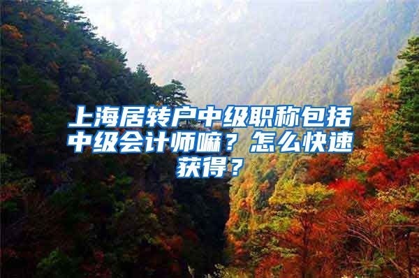 上海居转户中级职称包括中级会计师嘛？怎么快速获得？