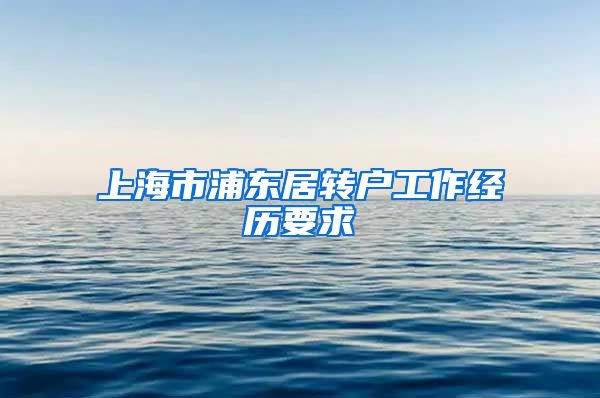 上海市浦东居转户工作经历要求