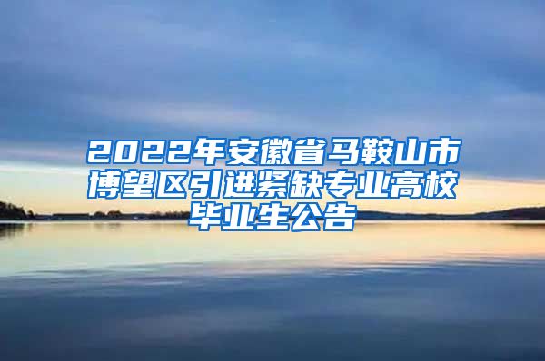 2022年安徽省马鞍山市博望区引进紧缺专业高校毕业生公告