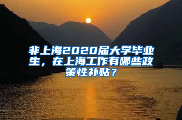 非上海2020届大学毕业生，在上海工作有哪些政策性补贴？