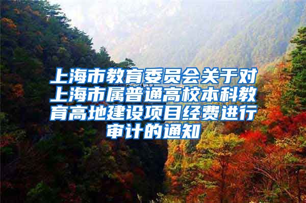 上海市教育委员会关于对上海市属普通高校本科教育高地建设项目经费进行审计的通知