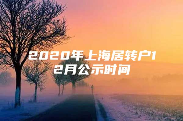 2020年上海居转户12月公示时间