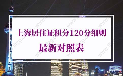 2022年上海居住证积分120分细则最新对照表
