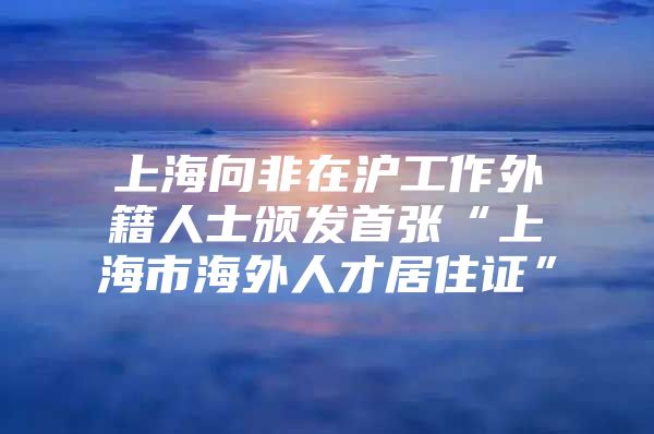 上海向非在沪工作外籍人士颁发首张“上海市海外人才居住证”