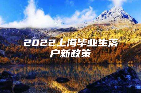 2022上海毕业生落户新政策