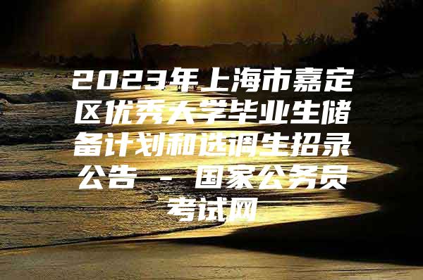2023年上海市嘉定区优秀大学毕业生储备计划和选调生招录公告 - 国家公务员考试网