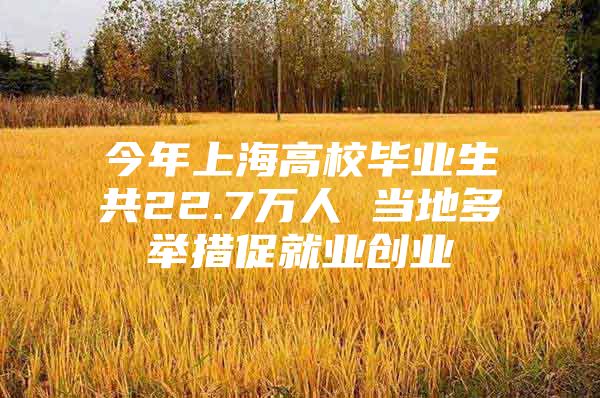 今年上海高校毕业生共22.7万人 当地多举措促就业创业