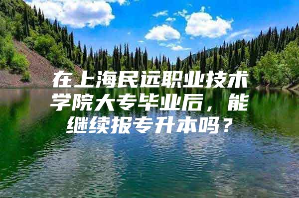 在上海民远职业技术学院大专毕业后，能继续报专升本吗？