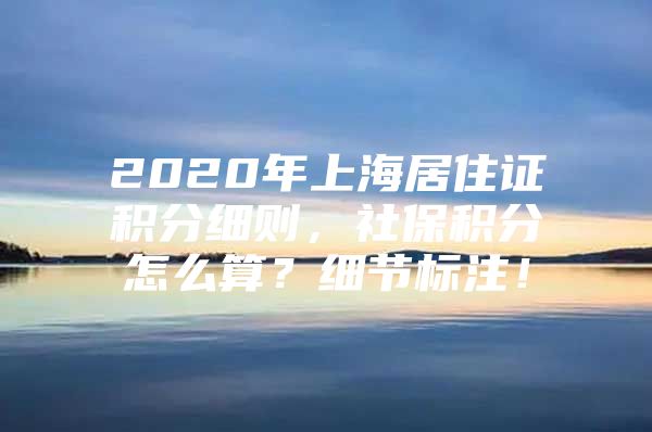2020年上海居住证积分细则，社保积分怎么算？细节标注！