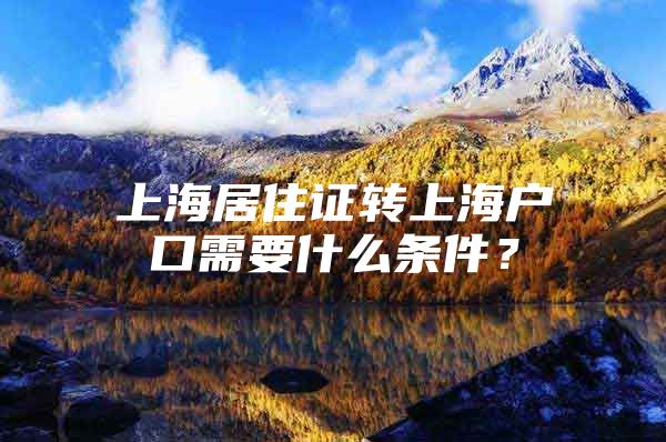 上海居住证转上海户口需要什么条件？