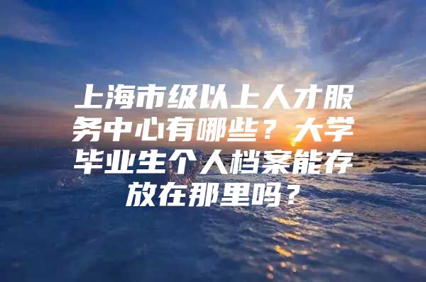 上海市级以上人才服务中心有哪些？大学毕业生个人档案能存放在那里吗？