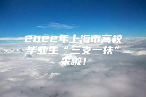 2022年上海市高校毕业生“三支一扶”来啦！