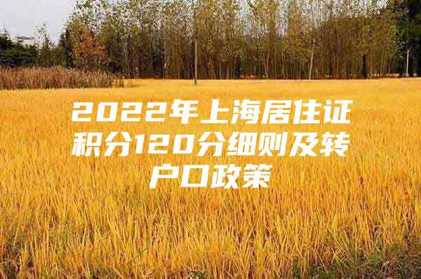 2022年上海居住证积分120分细则及转户口政策