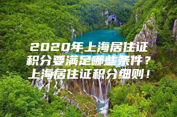 2020年上海居住证积分要满足哪些条件？上海居住证积分细则！