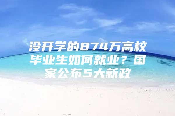 没开学的874万高校毕业生如何就业？国家公布5大新政