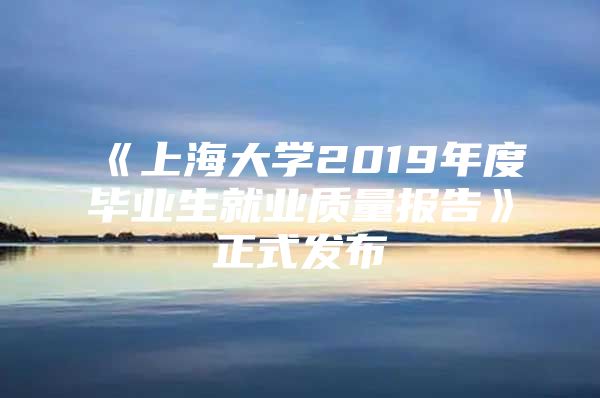 《上海大学2019年度毕业生就业质量报告》正式发布