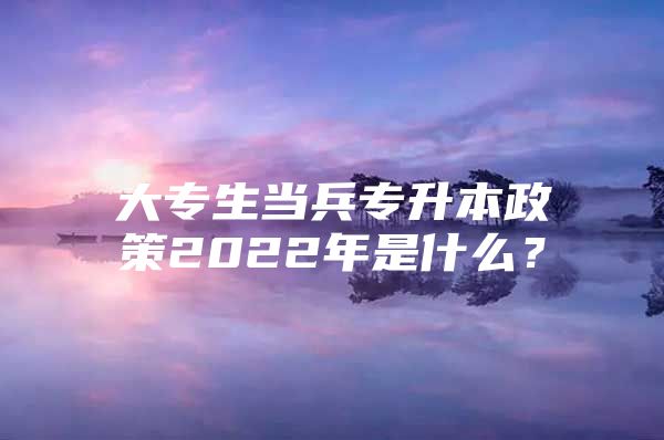 大专生当兵专升本政策2022年是什么？