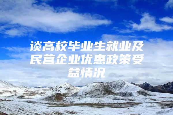 谈高校毕业生就业及民营企业优惠政策受益情况