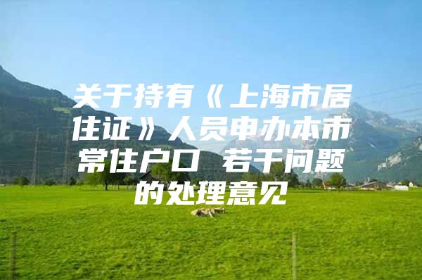 关于持有《上海市居住证》人员申办本市常住户口 若干问题的处理意见