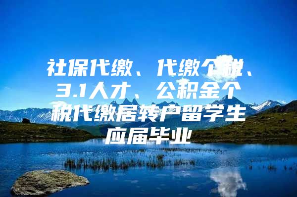 社保代缴、代缴个税、3.1人才、公积金个税代缴居转户留学生应届毕业