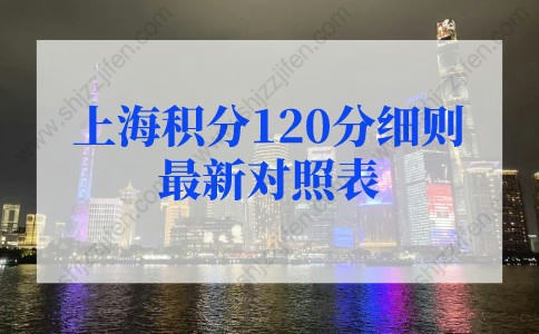 2022年上海积分120分细则最新对照表！上海居住证积分查询