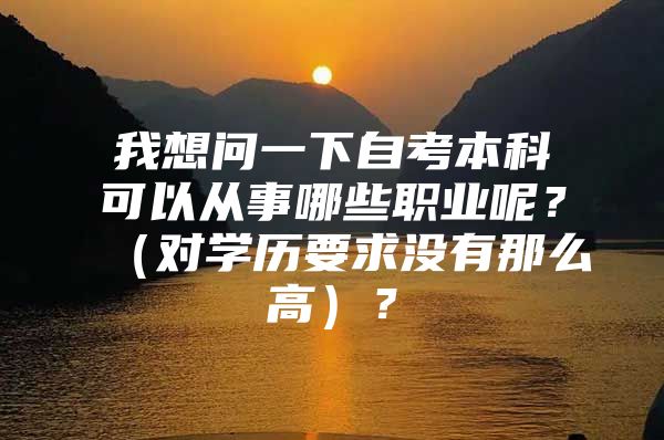 我想问一下自考本科可以从事哪些职业呢？（对学历要求没有那么高）？