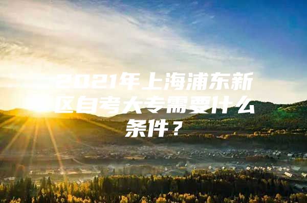 2021年上海浦东新区自考大专需要什么条件？