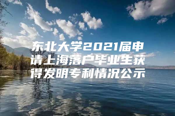 东北大学2021届申请上海落户毕业生获得发明专利情况公示