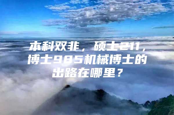 本科双非，硕士211，博士985机械博士的出路在哪里？