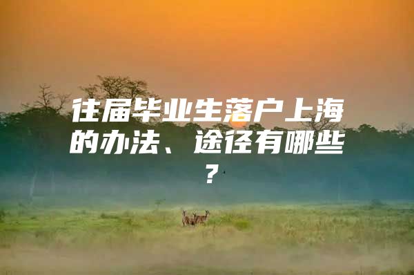 往届毕业生落户上海的办法、途径有哪些？