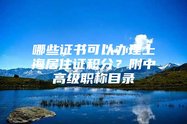 哪些证书可以办理上海居住证积分？附中高级职称目录