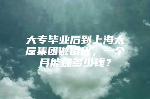 大专毕业后到上海太屋集团做销售，一个月能赚多少钱？