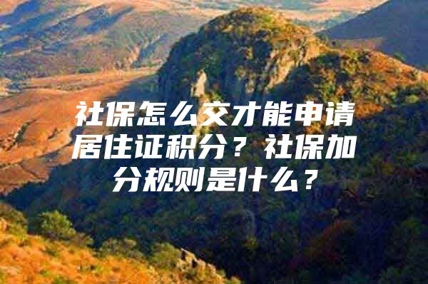 社保怎么交才能申请居住证积分？社保加分规则是什么？