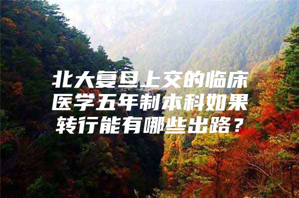 北大复旦上交的临床医学五年制本科如果转行能有哪些出路？